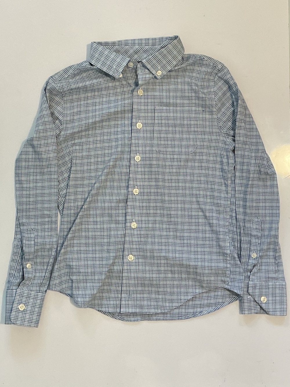 Johnnie-O Prep-Formance Boy Blue Check Long-Sleeve Button-Down Shirt Size 8 NWOT